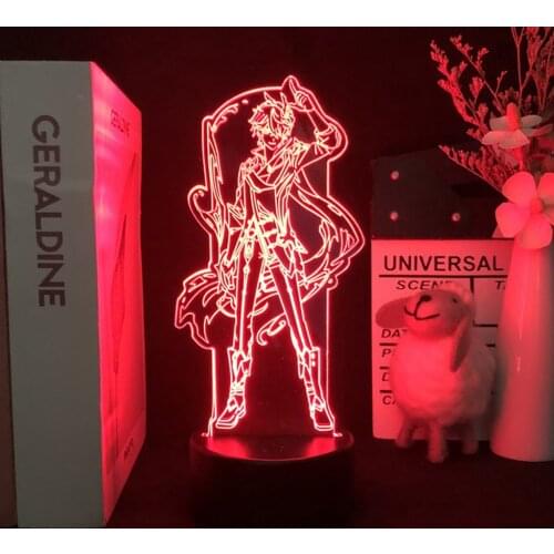 Anime Figure Lamp Genshin Impact LED Night Light Kids For Indoor Bedroom Party Novelty Illusion Bedside Desktop Decor Child Gift
