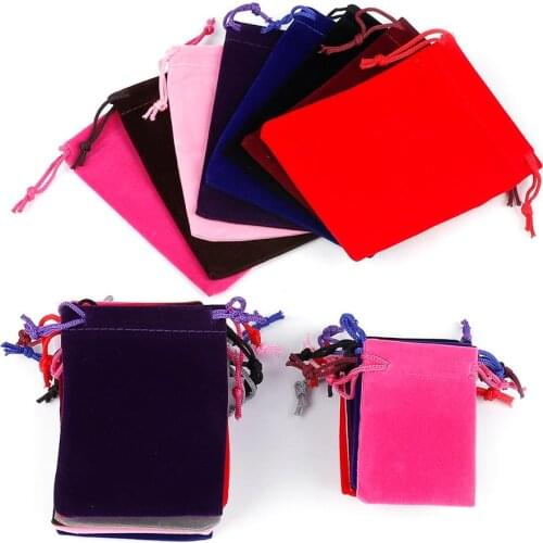 10pcs 5x7cm/7x9cm/9x12cm/10x15cm Drawstring Velvet Pouches Display Jewelry Packing Wedding Gift Bags & Jewelry Pouches