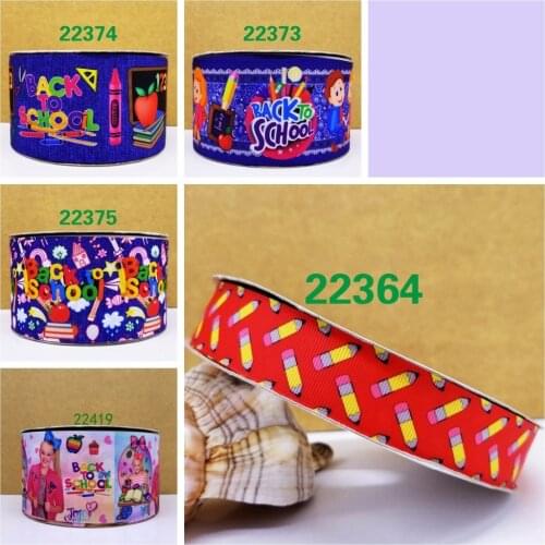 Free shipping 50 yard back to School printed grosgrain ribbon 22364