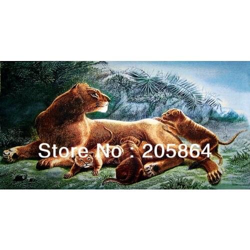 Free shipping hot sell big size fabric home decoration art picture,new technical items,lions family