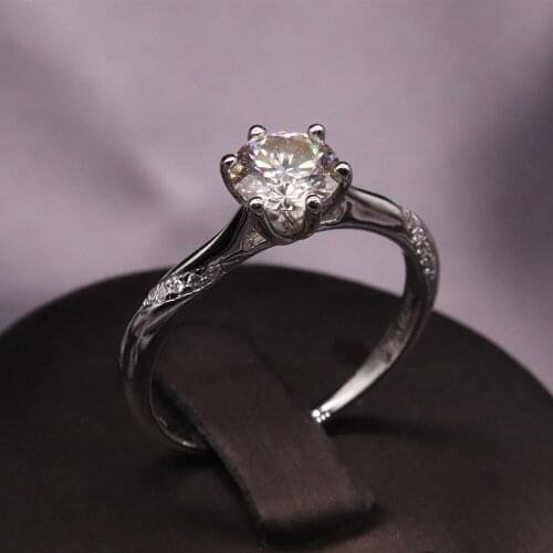 Pure 18K White Gold Ring 1ct 2ct 3ct Round Brilliant Cut Moissanite Engagement Anniversary Ring Fancy Style moissanite Jewelry