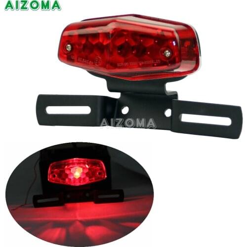 E-mark Motorcycles Lucas Rear Brake Taillight w/Black License Plate Bracket Cafe Racer Univeral For Harley Suzuki Yamaha Honda