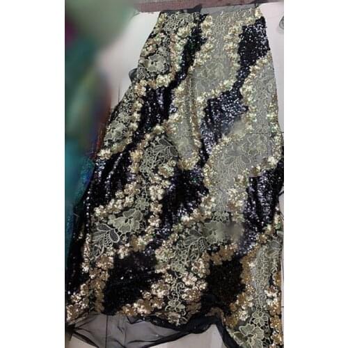 French Nigerian Sequins African Net Tulle Mesh Lace Fabric High Quality for Wedding Party Dress