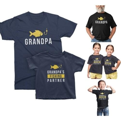 Grandpa Grandson Matching T-shirts for Fishing Grandpa Grandpas Fishing Partner Funny T Shirts Harajuku