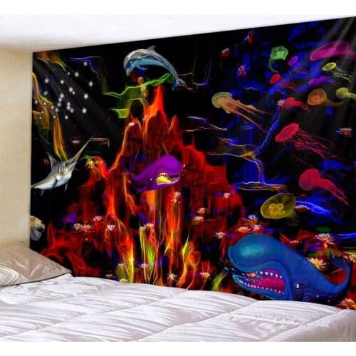 Fantasy Scene Home Decor Tapestry Sun Trees City Undersea Landscape Wall Mount Bohemian Mandala Sheets Beach Mat Yoga Mat