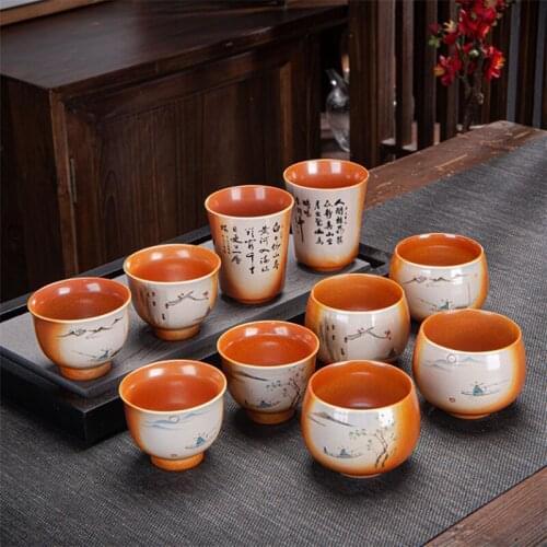 Ceramic Hand-painted Tea Cup Creative Kung Fu Master Cup Porcelain High-end Retro Handmade Tea Cup Office Tea Set Drinkware