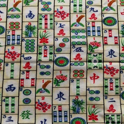 Chinese Mahjong 100% Cotton Fabric for Girl Clothes Hometextile Cushion Cover Backpacks DIY 105cm Width-BL145