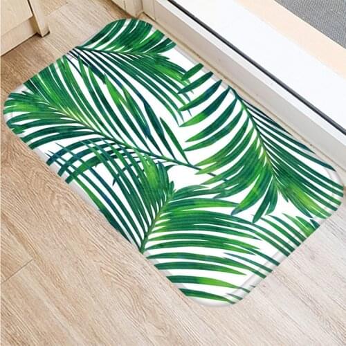 Tropical Palm Leaf Cactus Monstera Pattern 40*60 Door Mat Coral Velvet Carpet Rubber Indoor Floor Mats Non-Anti-Slip Rug