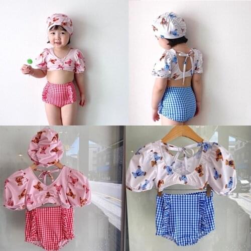 Summer Baby Girls Korean Style Bear Cartoon Cute Two-piece Swimsuit