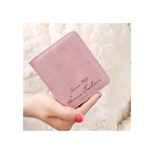 New fashion men and women ultra-thin snap short wallet frosted PU leather retro wallet coin purse holiday gift