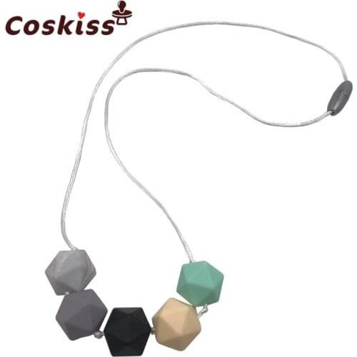 Mint Silicone Teething Necklace for Mom to Wear-Great Baby Teether Toys-BPA Free Chew Beads-Breastfeeding Nursing Necklace Sooth