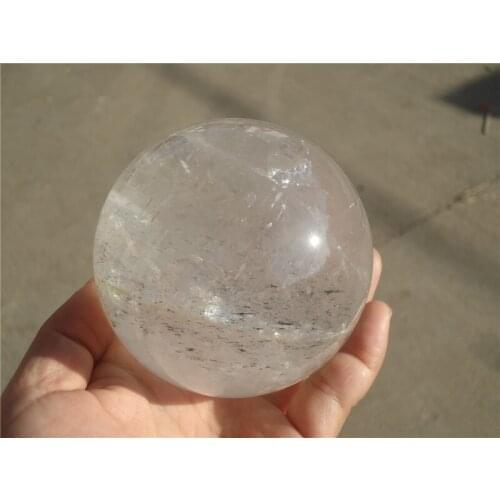 88mm NATURAL RAINBOW CLEAR QUARTZ CRYSTAL SPHERE BALL HEALING GEMSTONE 975g