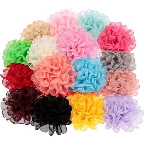 Nishine 30PCS Chiffon Fabric Flower Blossom Hair Accessoreis Wedding Decoration Burning Flower Boutique DIY Headwear Accessory