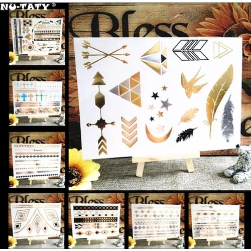 Nu-TATY Style 26-50 Shiny Wedding Gold Temporary Tattoo Body Art Flash Tattoo Sticker , 21*15cm Waterproof Henna Sex Product