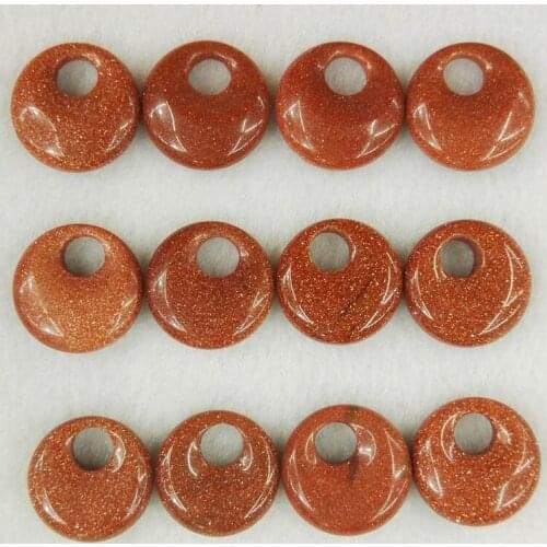 Wholesale good quality natural stone beads gogo donut charms gold sand pendants beads for jewelry necklace making 24pcs free