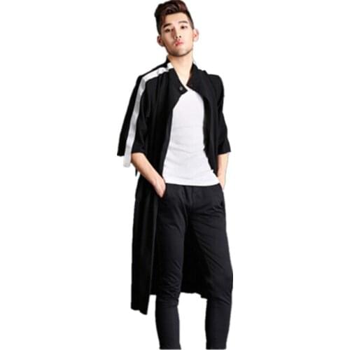 M-6XL!!! Big yards mens c In 2018, The original design male hairdresser trench coat Loose the long cape coat coat