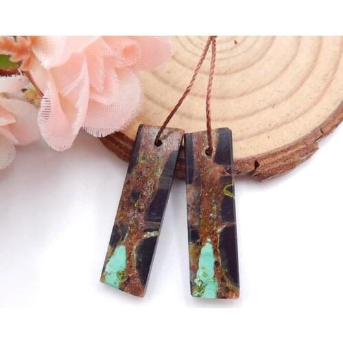 Natural African Turquoise fashion woman Earring Beads pair,Semi-precious stones jewelry accessories,31x9x3mm,4.4g