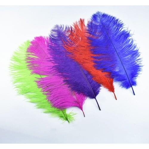 10Pcs/Lot 35-40CM 14-16" Colored Ostrich Feathers for Crafts Hotel Party Wedding Decoration Plumes White Feathers Jewelry Making