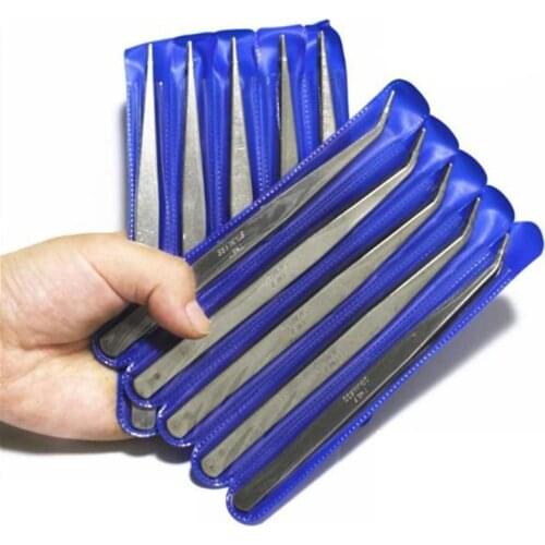 5 Pcs Electronics Industrial Tweezers Anti-static Curved Straight Tip Stainless Tweezer Electronics Repair Tool Repair Hand Tool