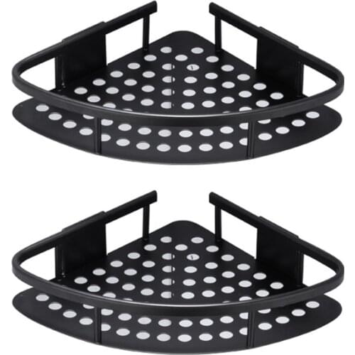 Space Aluminum Black Bathroom Shelf Bath Corner Shampoo Storage Rack Wall Mounted Bathroom Basket Holder Kitchen Accessories