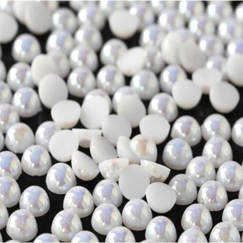 MHS.SUN Loose 1.5mm-12mm White AB Color DIY Half Round Flatback Pearl Beads ABS Plastic Imitation Half Pearl For Nail Decoratio
