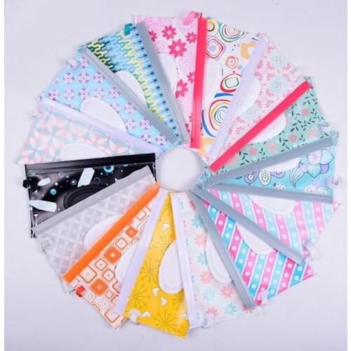 Portable Baby Wet Wipes Pouch Eco-friendly Resuable Wet Wipes Box Flowers Printed Wet Tissue Bag EVA Snap Strap Wipes Container