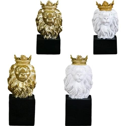 Golden Lion Head Statue, Nordic Style Home and Study Decoration, Collectible Figurines, Best Gift for Man Women