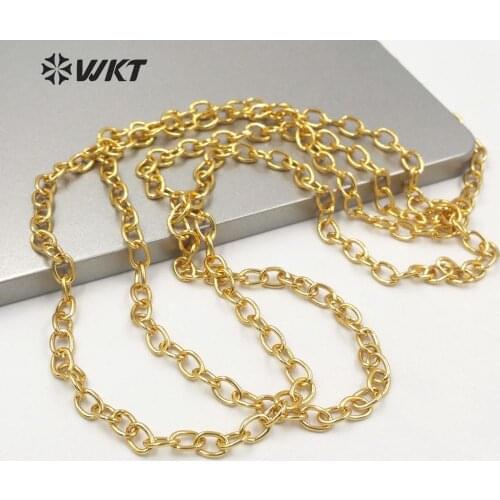 BC154 women fashion resist tarnishable 10mm gold link chain for jewelry necklace populared gold brass chain DIY design