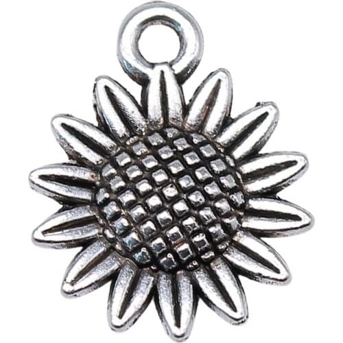WYSIWYG 20pcs 19x15mm Sun Flower Charm Pendants For Jewelry Making Sunflower Flower Pendants Charm Sunflower