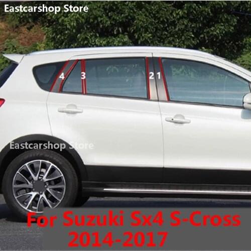Car PC Door Window Middle Column Trim Decoration Protection B C Strip Cover for Suzuki Sx4 S-Cross 2014 2015 2016 2017