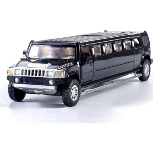 1: 32 Simulation Lengthened Childrens Toy Alloy Car Model Ornament With Sound And Light For Boys Birthday New Year Gift Black