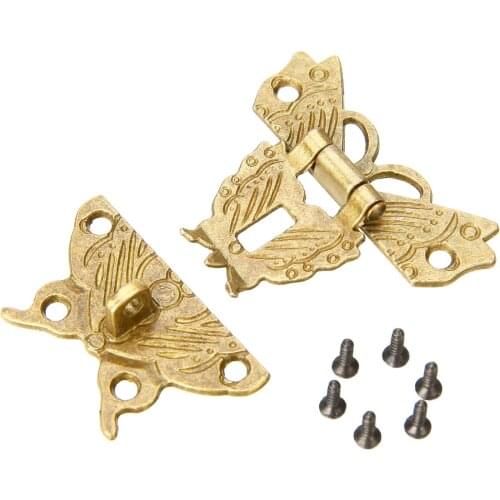 1pc Mini Butterfly Shaped Lock Latch Catch Wooden Jewelry Box Case Hasp Lock Zinc Alloy For Furniture Decorating Accessories