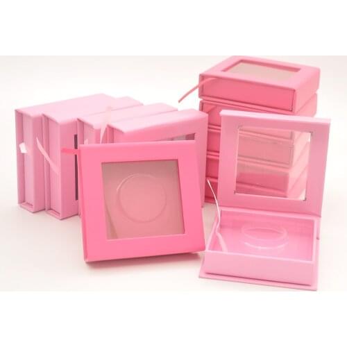 10/pack false Eyelash Packaging Box Lash Boxes Packaging Custom Logo Wholesale Faux Mink eyelashes Strip pink square Case bulk