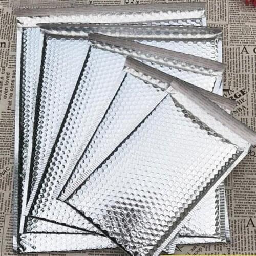 12x15cm/23x29cm 40Pcs Silver Padded Shipping Envelope Packing Wrap Metallic Bubble Mailer Aluminum Foil Gift Bag