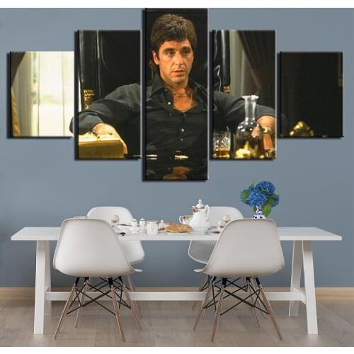 5 Panel Scarface Movie Modular Wall Art Canvas Posters Pictures HD Print Paintings Home Decor Living Room Bedroom Accessories
