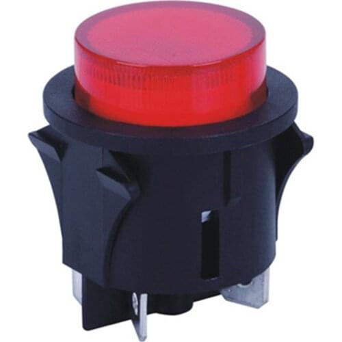 5PCS Red Push Button Switch with Light 4 Pins Touch Power Switch 15A 250V Electrical Round Rocker Switch 28*23.2mm PS18-16-2