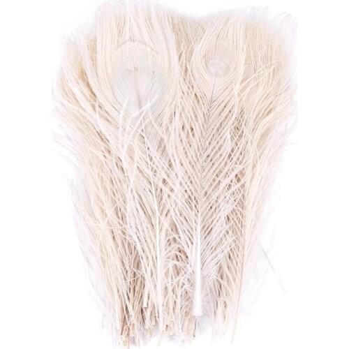 50 PCS/Natural White Peacock Feathers in the Eye, 10 to 12 Inches of the Peacock Feather Wedding Decoration