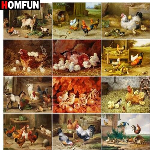HOMFUN 5D DIY Full Diamond Embroidery "Chicken farm sheep" Diamond Painting Cross Stitch Rhinestone Home Decoration