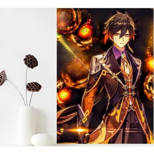 Anime poster genshin impact cartoon painting home room bedroom decoration canvas wall art framed one piece