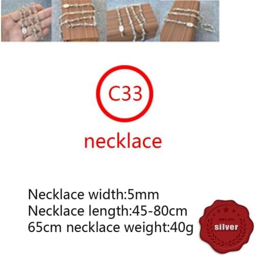 C33 S925 Sterling Silver Necklace Personality Punk Swallowtail Bamboo Link Sweater Chain Cross Flower Matching Chain hot