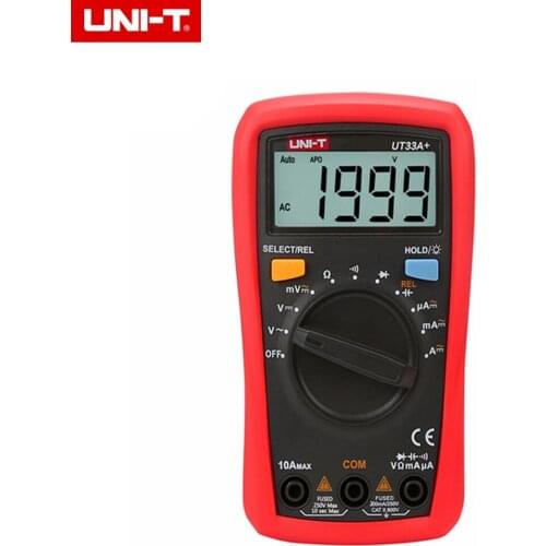 UNI-T UT33A+ Digital Multimeter Auto Range Palm Size 200mV~600V 10A Voltmeter Ammeter Resistance Capatitance Tester