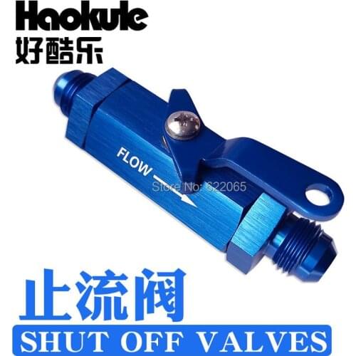 PERFORMANCE AN6-AN6/6AN-6AN SHUT OFF VALVES ALUMINUM HOSE END BLUE