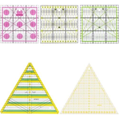 KAOBUY 5 Kind Acrylic Quilters Rulers Plastic Measuring Templates Patchwork Quilting Drawing Rulers Clear Mark For Quilting