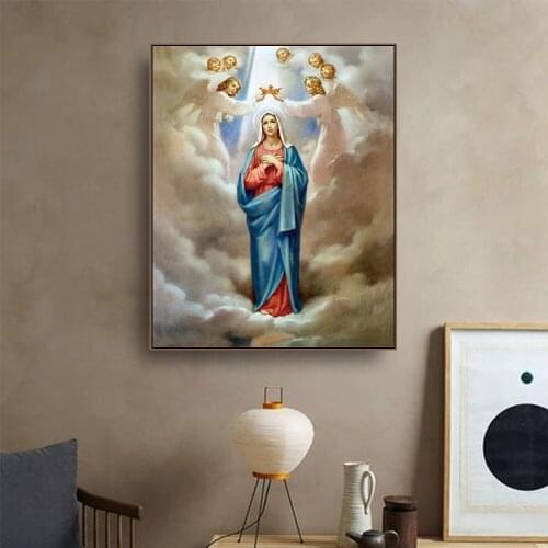 Christian Virgin Mary Canvas Paintings Home Decor Modular Nordic Style Pictures Modern Printed Poster Living Room Wall Art Frame