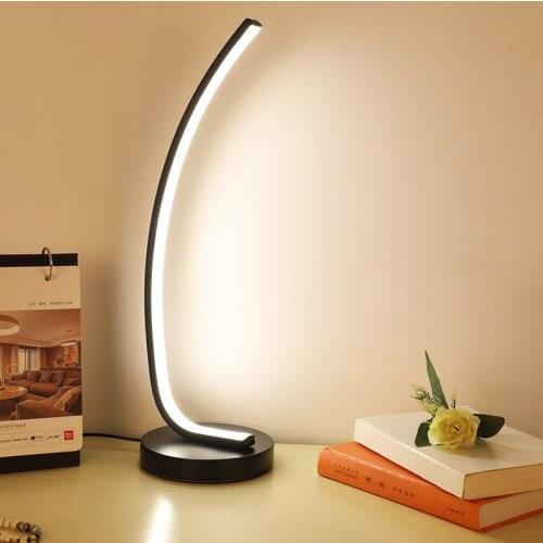 Curved Table Lamp LED Light 15W 3 Colous Light Reading Bedside Living Room Home Office Bedroom Decoration EU/AU/US/UK Plug