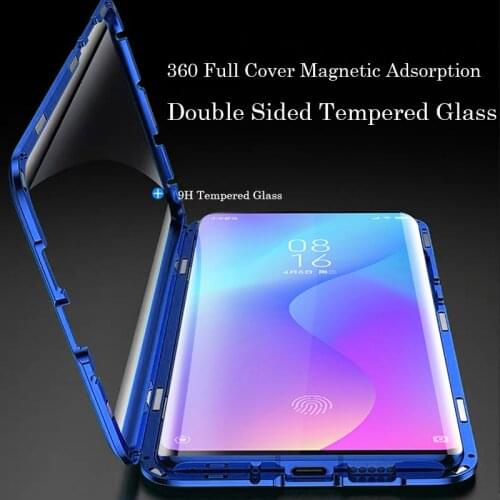 For Xiaomi Mi9t Magnetic Metal Bumper Cover Double-Sided Glass Full Body Case For XiAOMI Mi9T Pro cover phone case shell