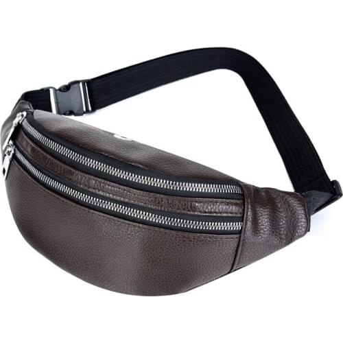 New Casual Waist Bag Mens and Womens Fashion Messenger Chest Bag Men Pu Waist Bags Sports Fanny Pack Anti-theft Purse Pocket