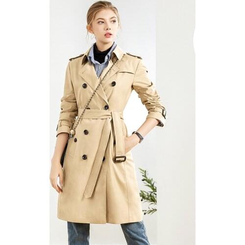 This years popular windbreaker womens double breasted classic 2021 spring new British style medium and long fashion coat