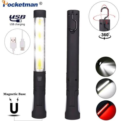 8000Lumen Portable LED Flashlight Magnetic USB Rechargeable Camp Worklight Tactical Torch Flexible Inspection Lamp with a Hook