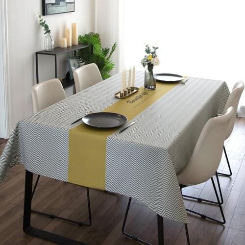 Simple Modern Tablecloth Geometric Strip Pattern Table Covers for Dinning Table Decor Cotton and Linen Table Cloth Whaterproof